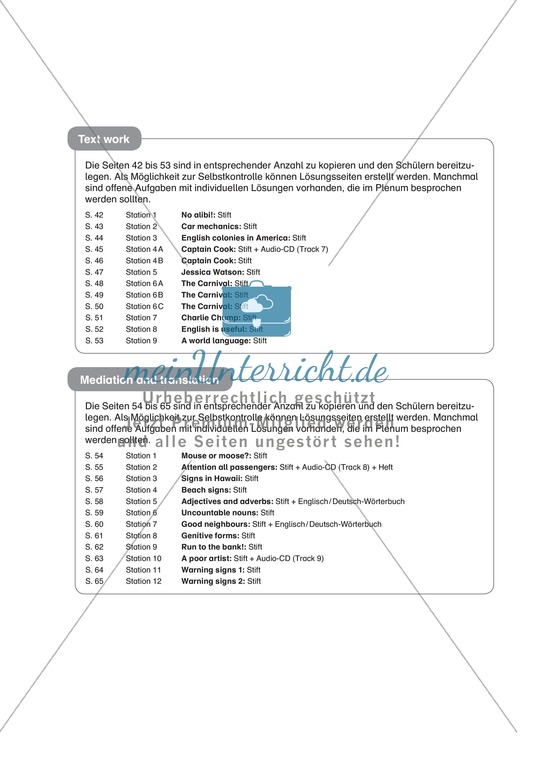 Stationenlernen in der 9. Klasse: Mediation and translation